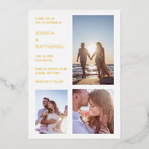 Moderne Fotocollage-Hochzeit Gold