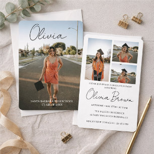 Moderne Fotocollage im Schriftstil zur Abschlussfe Einladung