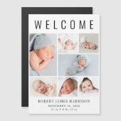 Moderne Fotocollage Magnetic Birth Ankündigung (Vorne/Hinten)