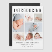 Moderne Fotocollage Magnetic Birth Ankündigung (Vorne/Hinten)