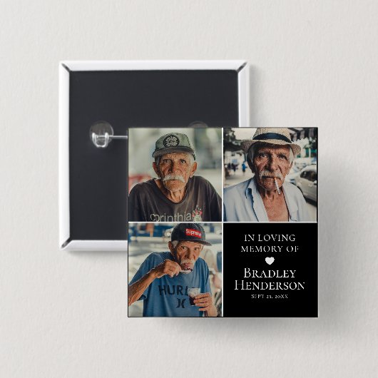 Moderne Fotocollage Memorial Keepake Button (Vorne & Hinten)
