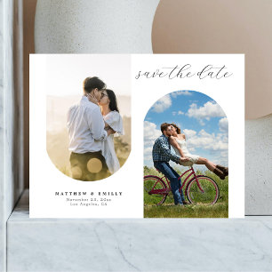 Moderne Fotocollage Minimale Hochzeit Termin vorme Postkarte