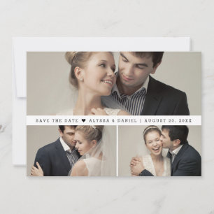 Moderne Fotocollage Minimalistische Hochzeit  Dankeskarte