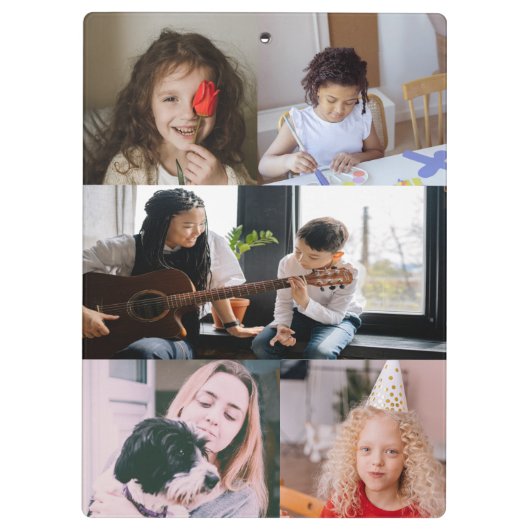 Moderne FotoCollage mit Monogramm Klemmbrett (Rückseite)