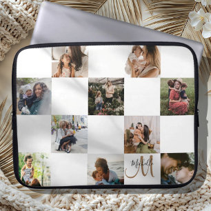 Moderne Fotocollage & Monogramm  Laptopschutzhülle