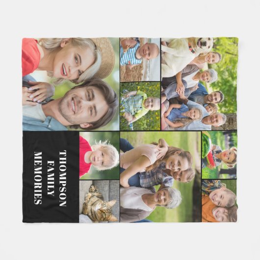 Moderne Fotocollage Name Fleece Blanket (Vorderseite (Horizontal))