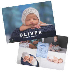 Moderne Fotocollage Neugeborenes Baby Junge Geburt Ankündigung