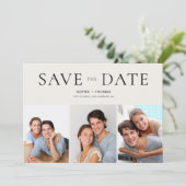 Moderne Fotocollage Neutral Beige Save the Date (Stehend Vorderseite)