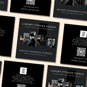 Moderne Fotocollage Personal Trainer Fitness  Quadratische Visitenkarte