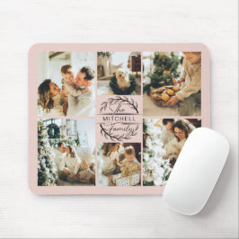 Moderne FotoCollage Personalisiert Blush Pink Mousepad