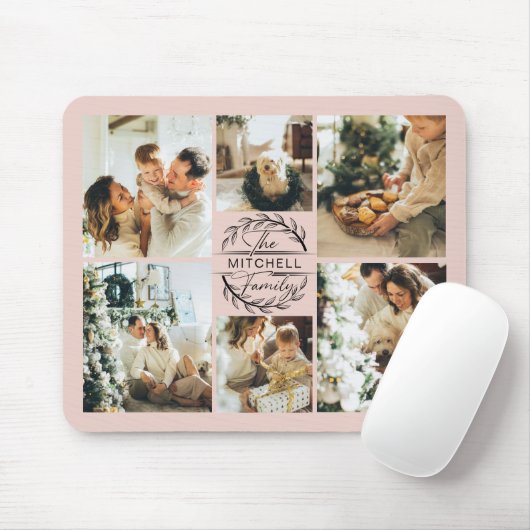 Moderne FotoCollage Personalisiert Blush Pink Mousepad (Mit Mouse)