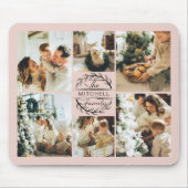 Moderne FotoCollage Personalisiert Blush Pink Mousepad (Vorne)