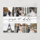 Moderne FotoCollage Save the Date Ankündigungspostkarte (Vorderseite)