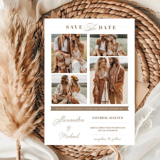 Moderne FotoCollage Save the Date Einladung