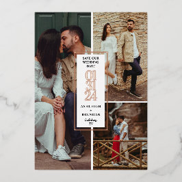Moderne FotoCollage Save the Date Folieneinladung
