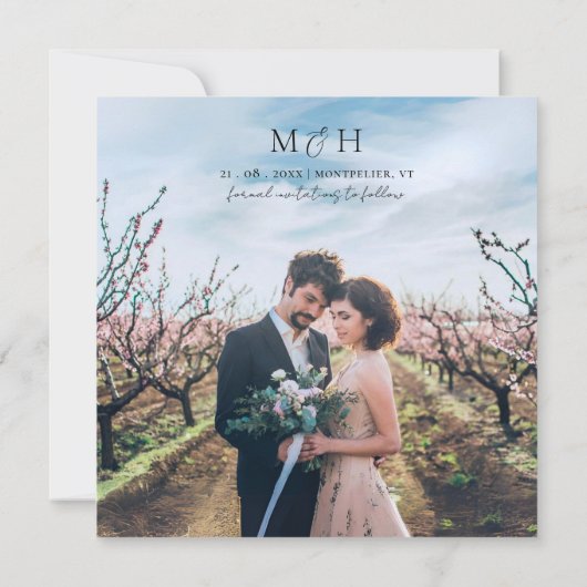 Moderne Fotocollage Save the Date Liebe Letters (Rückseite)