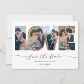 Moderne Fotocollage Save the Date Liebe Letters (Vorderseite)