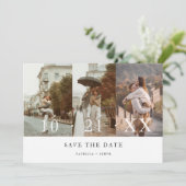 Moderne FotoCollage Save the Date Minimalistisch (Stehend Vorderseite)