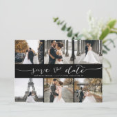 Moderne FotoCollage Save the Date Schwarz (Stehend Vorderseite)
