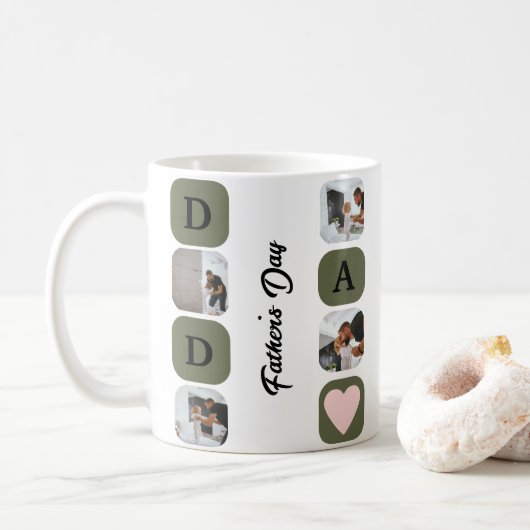 Moderne FotoCollage Vatertag Kaffeetasse (Mit Donut)