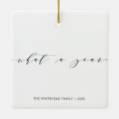 Moderne FotoCollage Was für ein Jahr Monogramm wei Keramikornament (Rückseite)