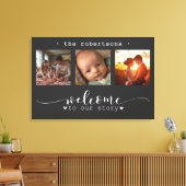 Moderne Fotocollage Willkommen in unserer Geschich Leinwanddruck (Insitu (Wohnzimmer))