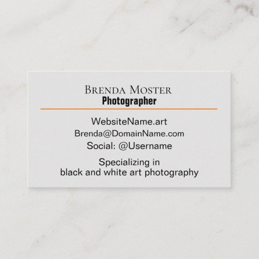 Moderne Fotografen Künstler Creative Social Media Visitenkarte (Rückseite)