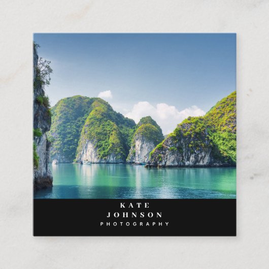 Moderne Fotografen Logo QR Code Social Media Quadratische Visitenkarte (Vorderseite)