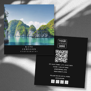 Moderne Fotografen Logo QR Code Social Media Quadratische Visitenkarte