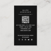 Moderne Fotografen Logo QR Code Social Media Visitenkarte (Rückseite)