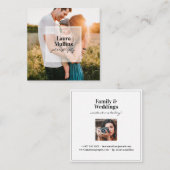 Moderne Fotografen mit minimalem weißen Quadrat Quadratische Visitenkarte (Vorne/Hinten)