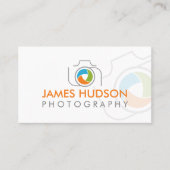 Moderne Fotografenkamera und farbenfrohe Verschlus Visitenkarte (Vorderseite)