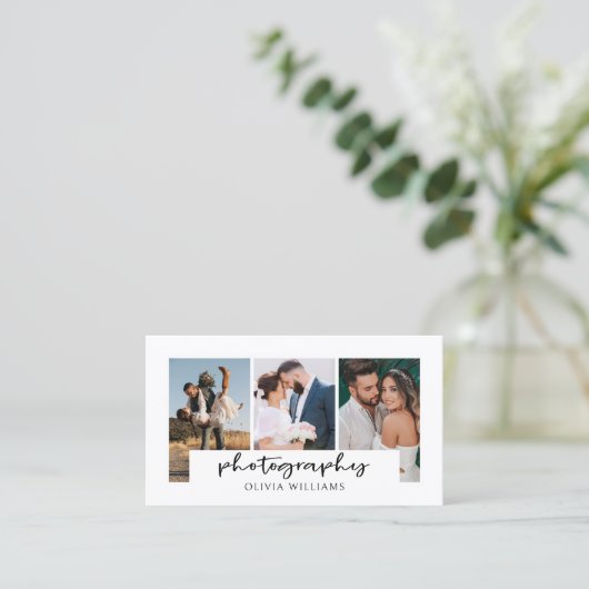 Moderne Fotografie-Collage QR-Code Visitenkarte (Stehend Vorderseite)