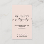 Moderne Fotografie erröten rosa Marmorskript-Foto Visitenkarte (Rückseite)