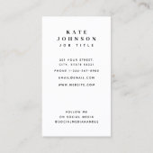 Moderne Fotografie Minimal einfaches Foto Visitenkarte (Rückseite)