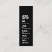 Moderne Fotografie, schicke Foto-Fotografin Mini Visitenkarte (Rückseite)