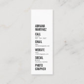 Moderne Fotografie, schicke Foto-Fotografin Mini Visitenkarte (Rückseite)