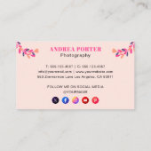 Moderne Fotografin Feminine Floral QR Code Visitenkarte (Rückseite)