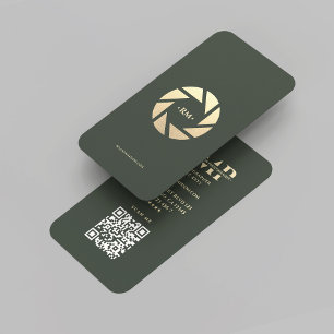 Moderne Fotografin Green Gold Lens Fotografie Visitenkarte