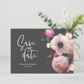 Moderne fotografische Blumenhochzeit retten das Da Save The Date (Stehend Vorderseite)