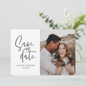 Moderne fotografische Blumenhochzeit retten das Da Save The Date (Stehend Vorderseite)