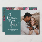 Moderne fotografische Blumenhochzeit retten das Da Save The Date (Vorne/Hinten)
