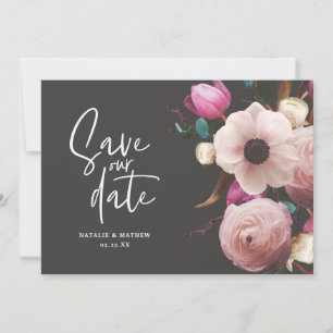 Moderne fotografische florale Hochzeit rettet das  Save The Date