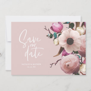 Moderne fotografische florale Hochzeitseinladung z Save The Date