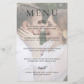 Moderne fotografische redaktionelle Hochzeitsmenü (Vorderseite)