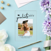 Moderne Fotogratulationsanzeige im Skriptstil Acryleinladungen (In Situ (Hochzeit))