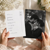 Moderne Fotohochzeit mit Monogramm Einladung