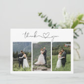 Moderne Fotohochzeit mit Skript Dankeskarte (Stehend Vorderseite)