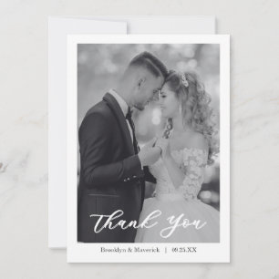Moderne Fotohochzeit mit Skript Dankeskarte