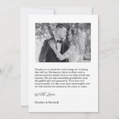 Moderne Fotohochzeit mit Skript Dankeskarte (Rückseite)